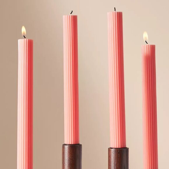 Anthropologie Fluted Coral Taper Candles Set of 4 NEW WITH TAG - Picture 3 of 3